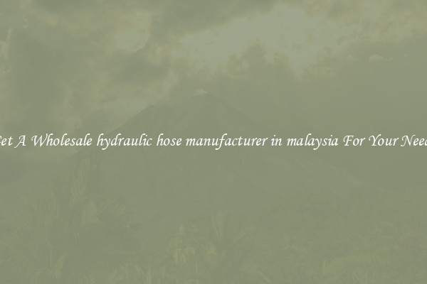 Get A Wholesale hydraulic hose manufacturer in malaysia For Your Needs