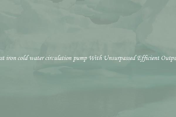 cast iron cold water circulation pump With Unsurpassed Efficient Outputs